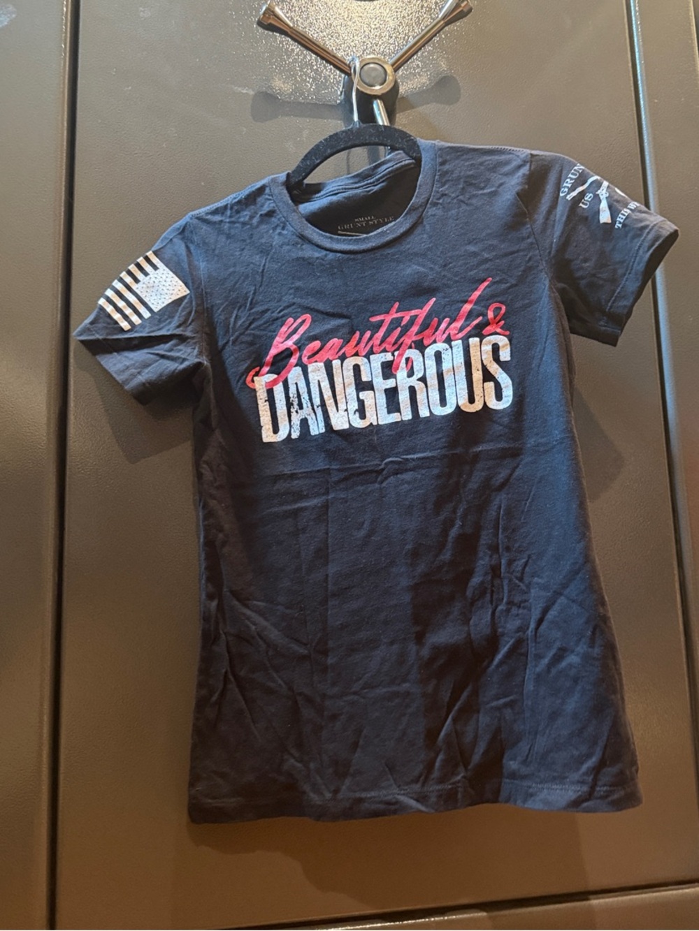 Grunt Style Navy Kids T-Shirt "Beautiful & Dangerous" with Red and White Print
